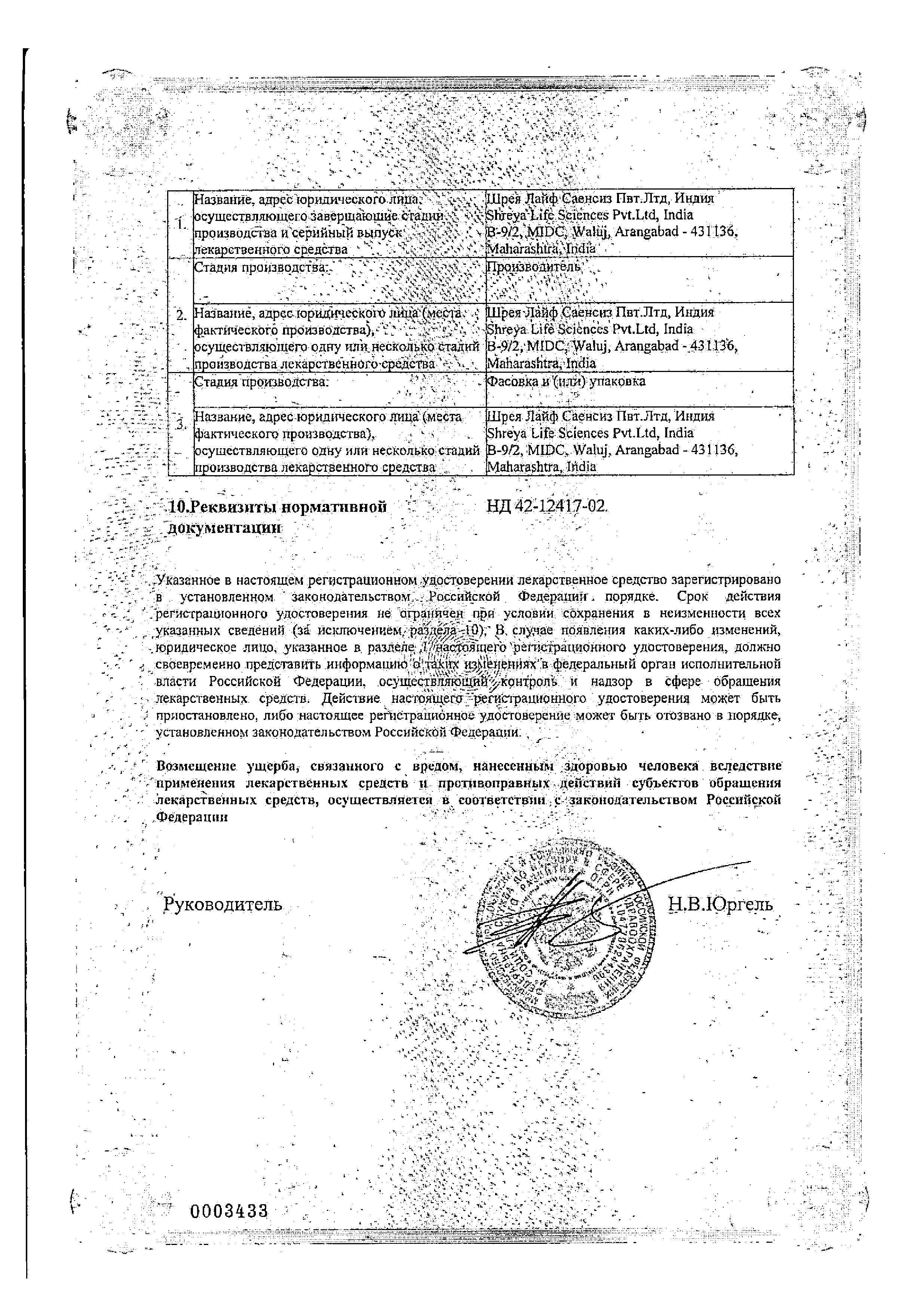 Сертификат на Клотримазол, крем 1%, 20 г