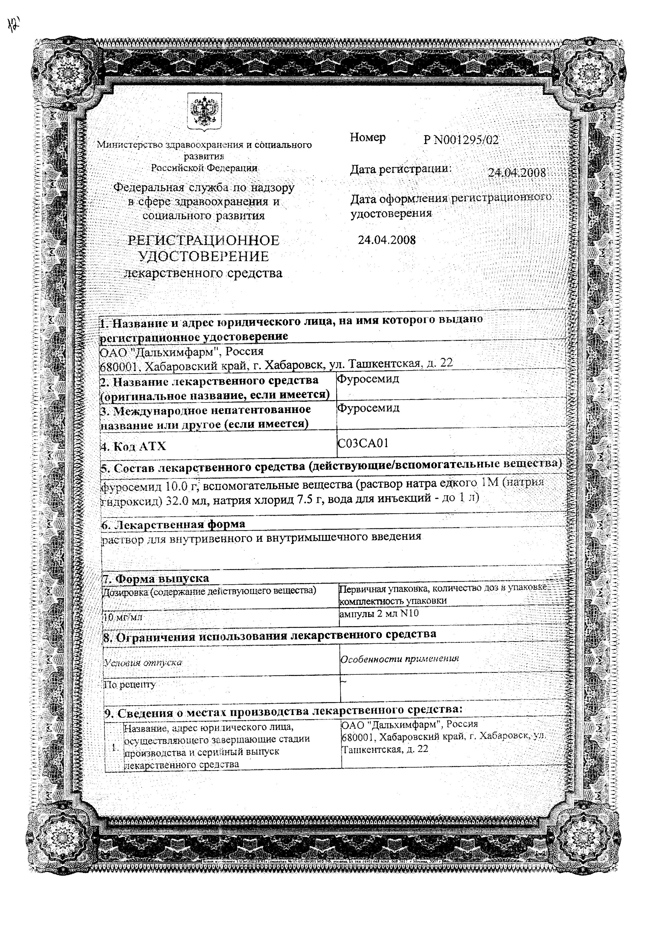 Сертификат на Мочегонные