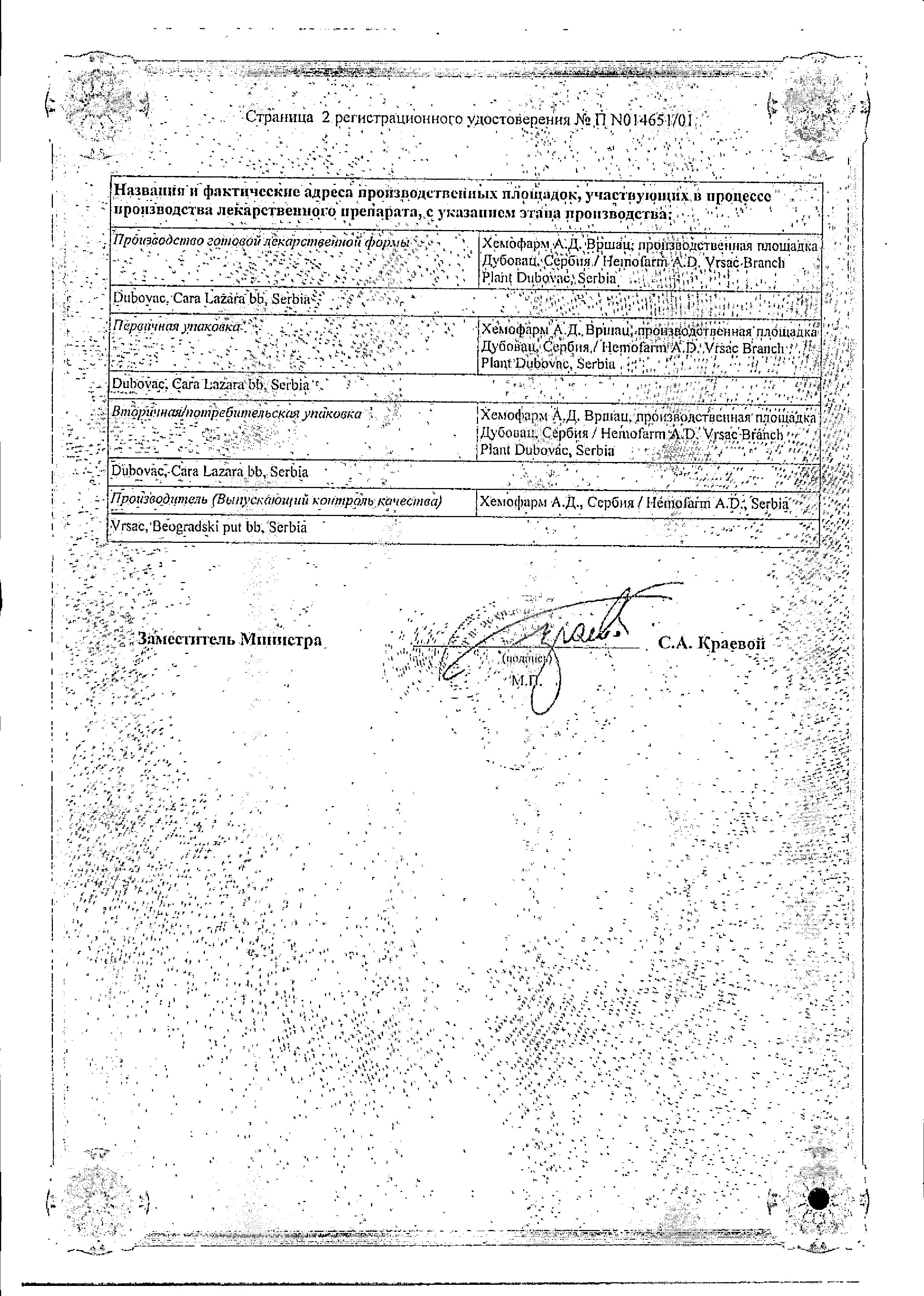 Сертификат на Панклав, таблетки покрыт. плен. об. 500 мг+125 мг, 20 шт.