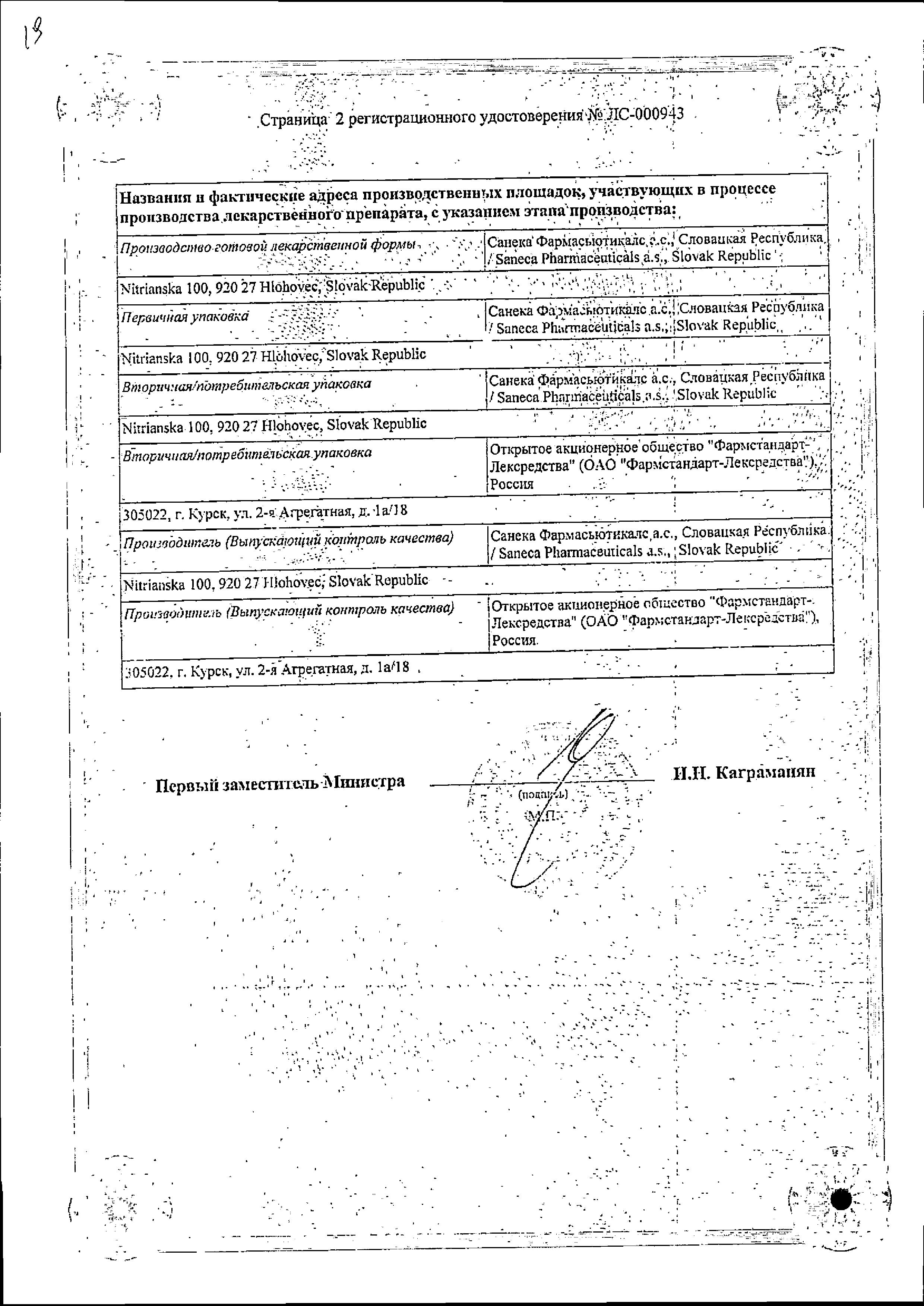 Сертификат на Коронал, таблетки покрыт. плен. об. 5 мг, 30 шт.