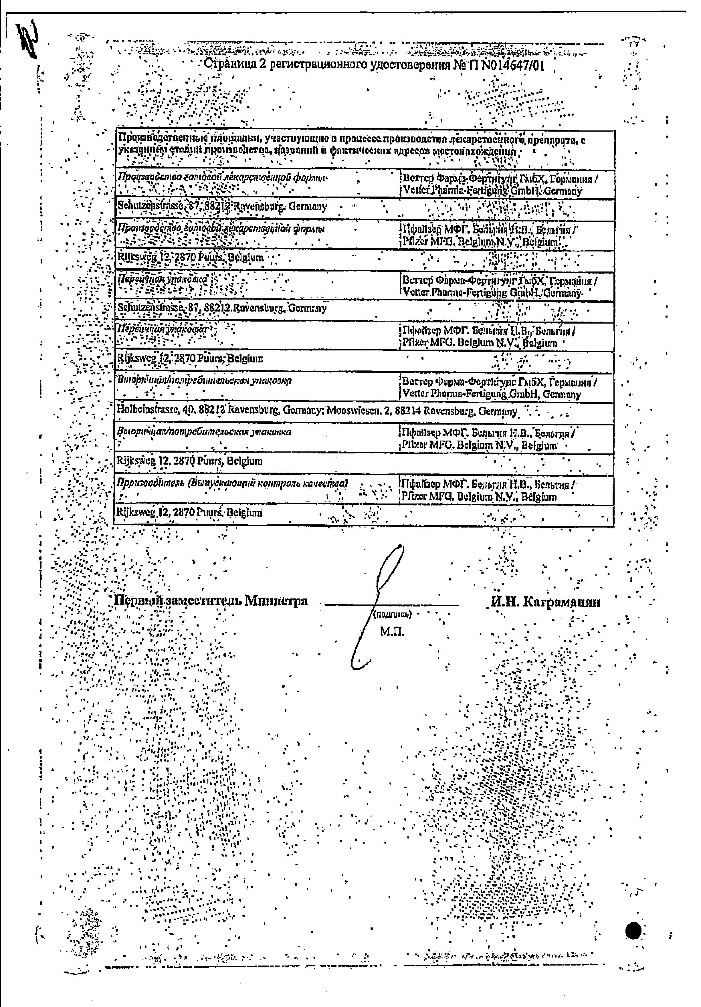 Сертификат на Фрагмин, раствор 5000 МЕ, шприцы 0,2 мл, 10 шт.