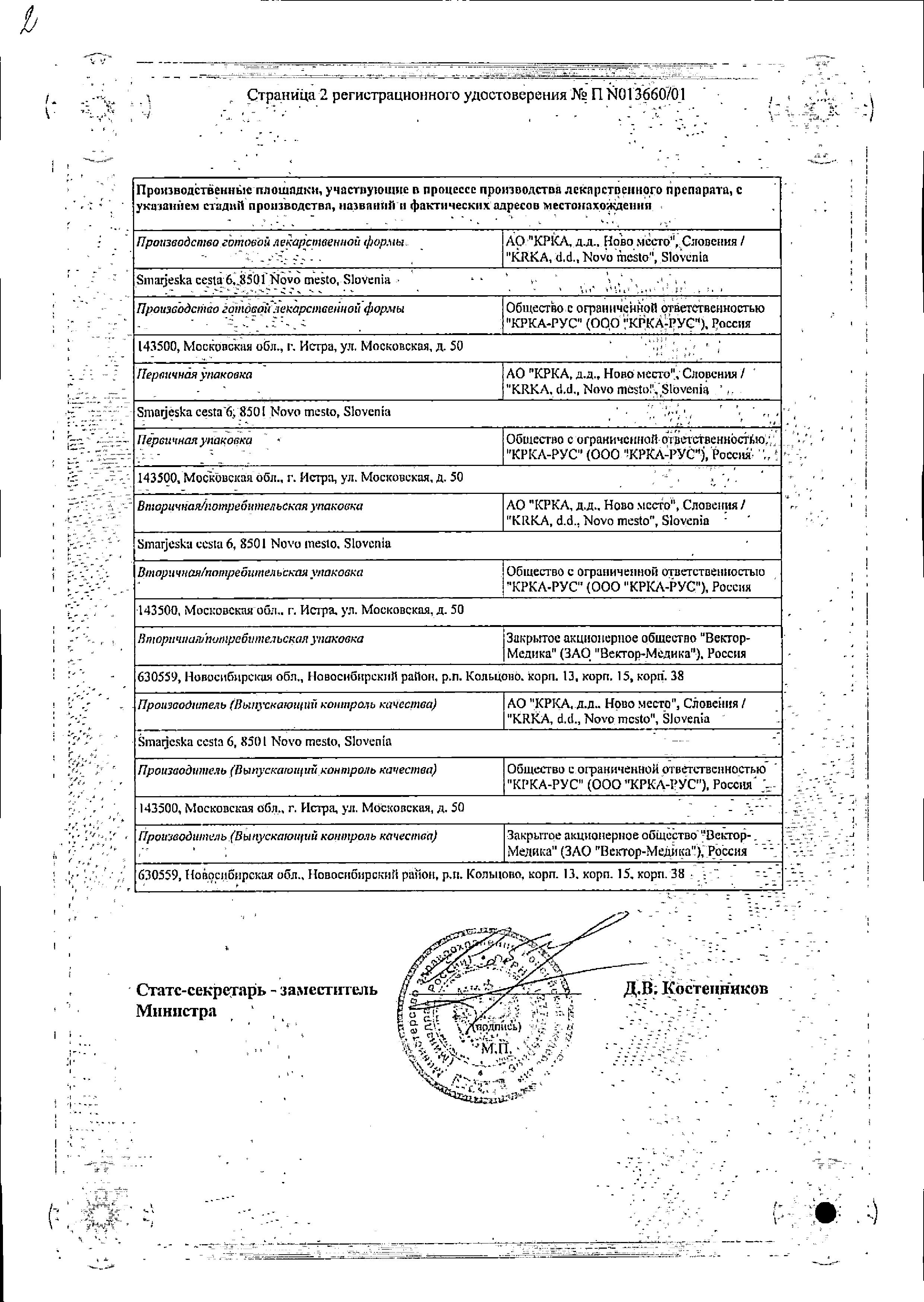 Сертификат на Нолицин, таблетки покрыт. плен. об. 400 мг, 10 шт.