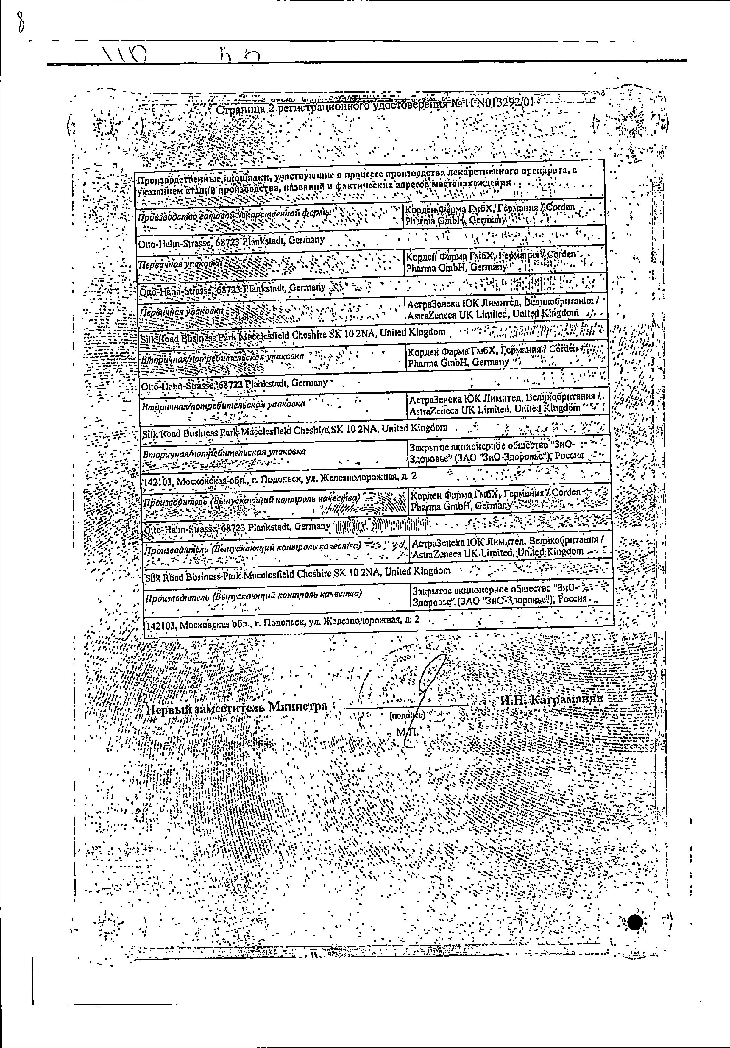 Сертификат на Касодекс, таблетки в плёночной оболочке 50 мг, 28 шт.