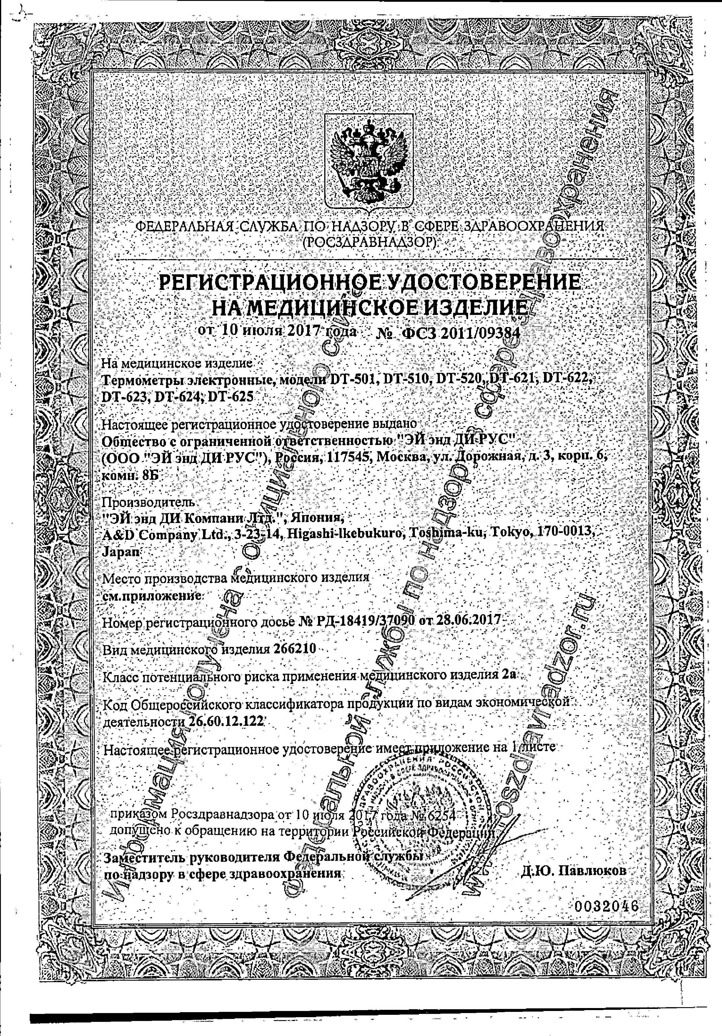 Сертификат на Электронные термометры