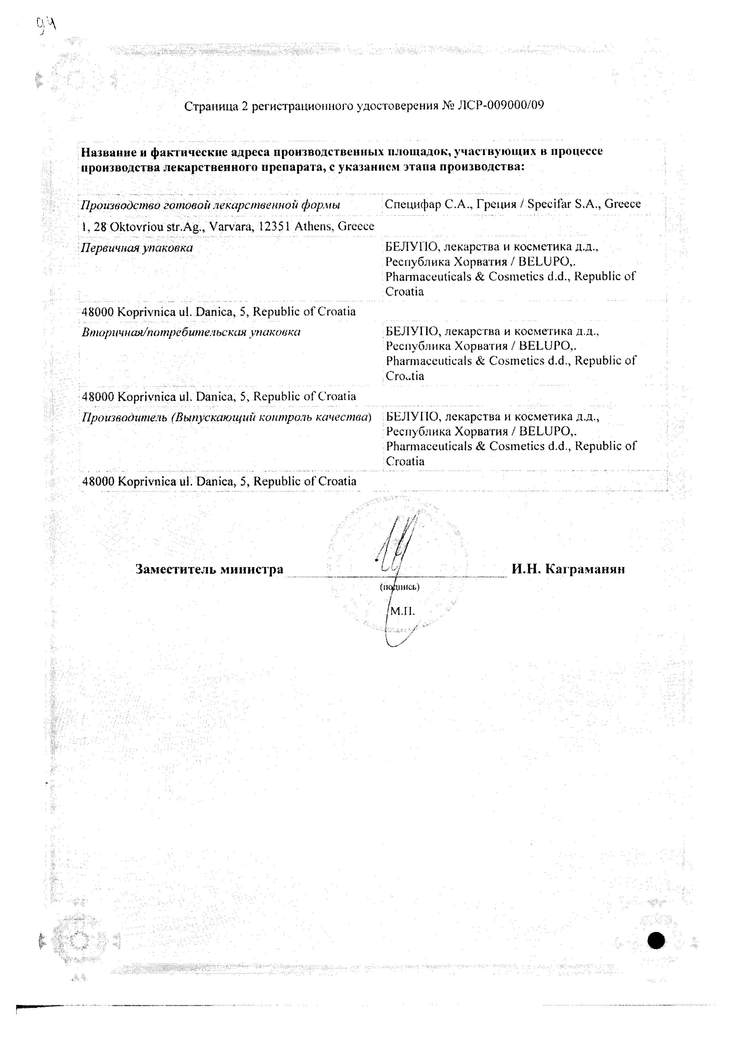 Сертификат на Бинелол, таблетки 5 мг, 28 шт.