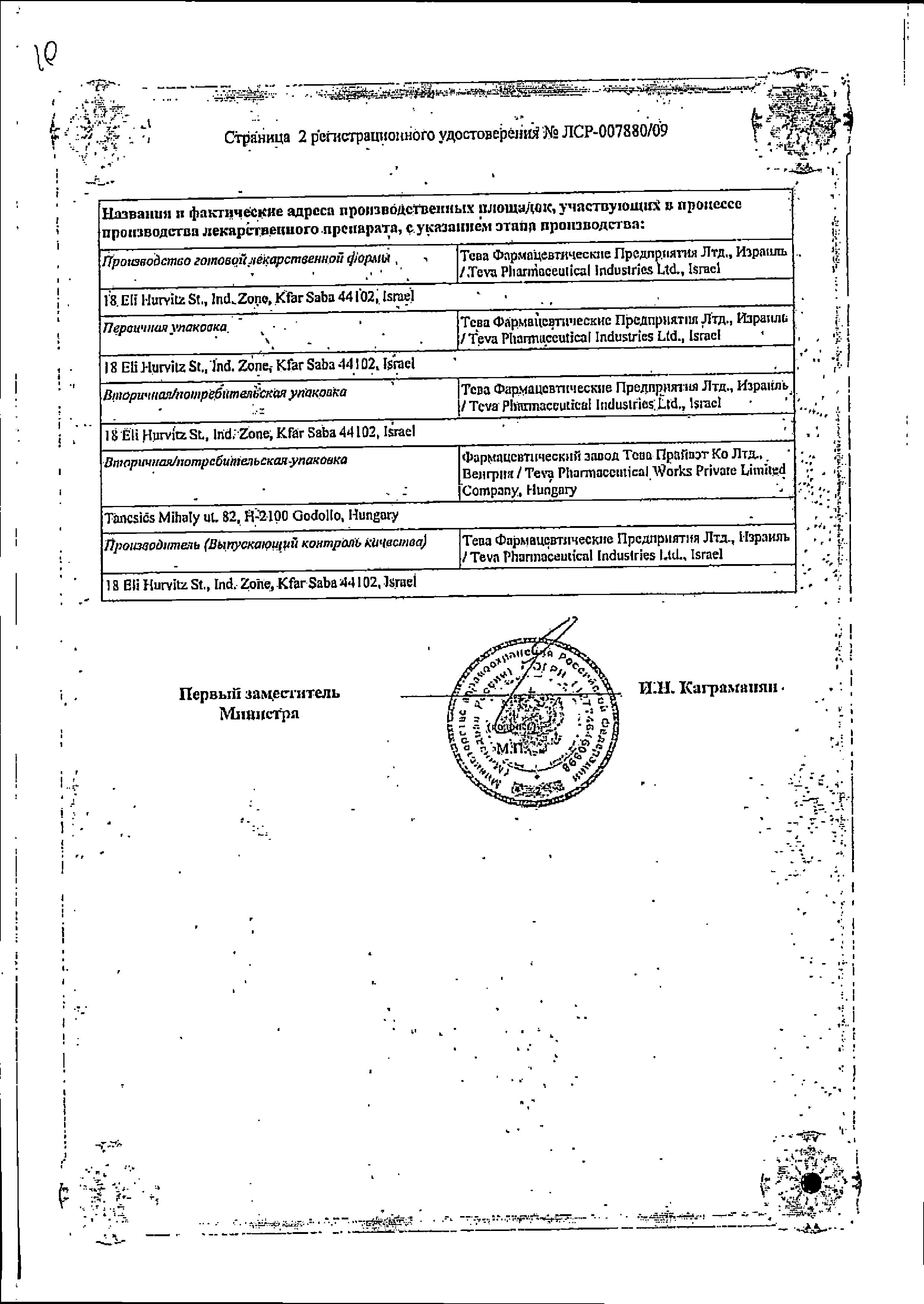 Сертификат на Бикалутамид, таблетки покрыт. плен. об. 150 мг, 28 шт.