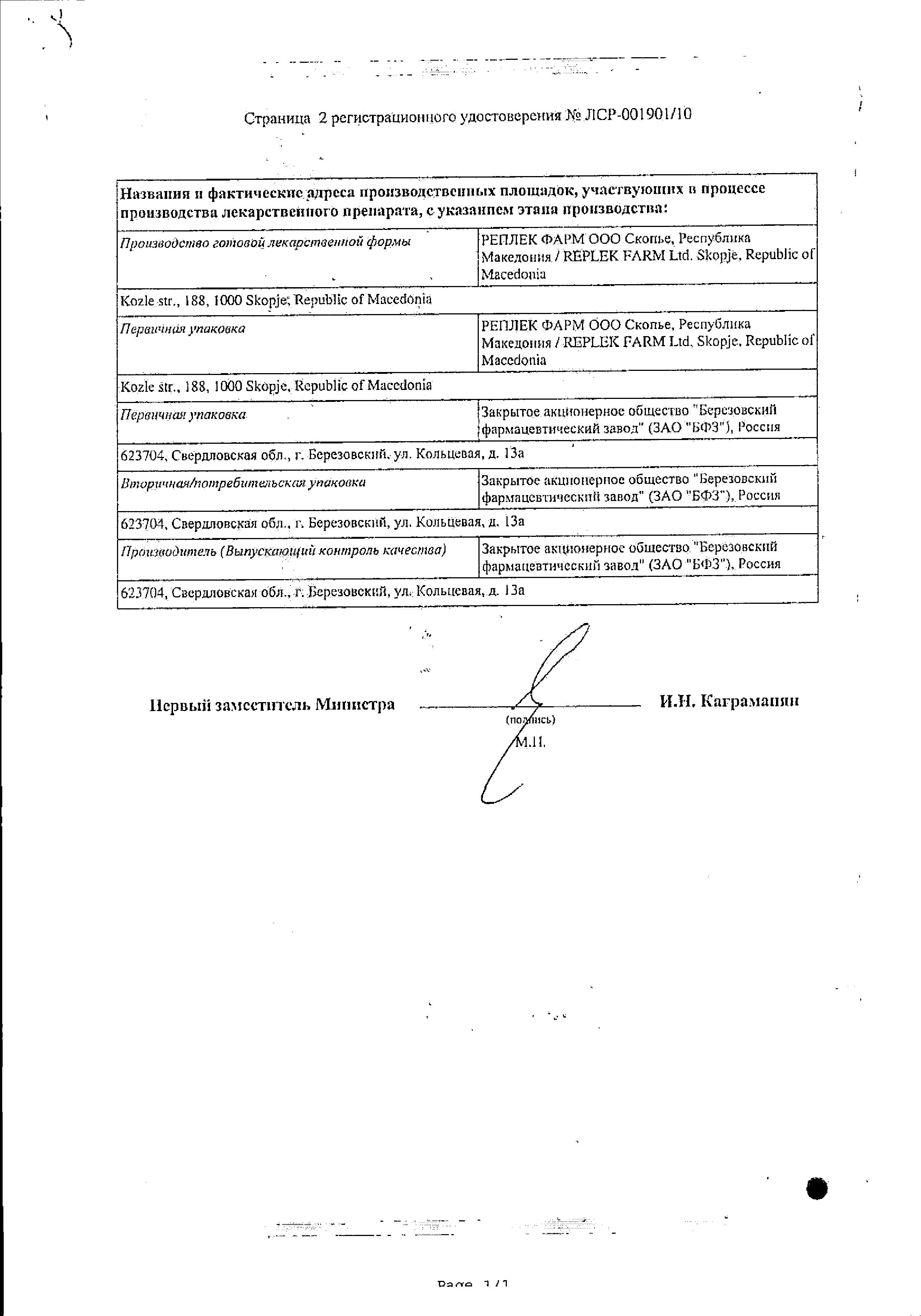 Сертификат на Фолиевая кислота форте, таблетки 5 мг, 20 шт.