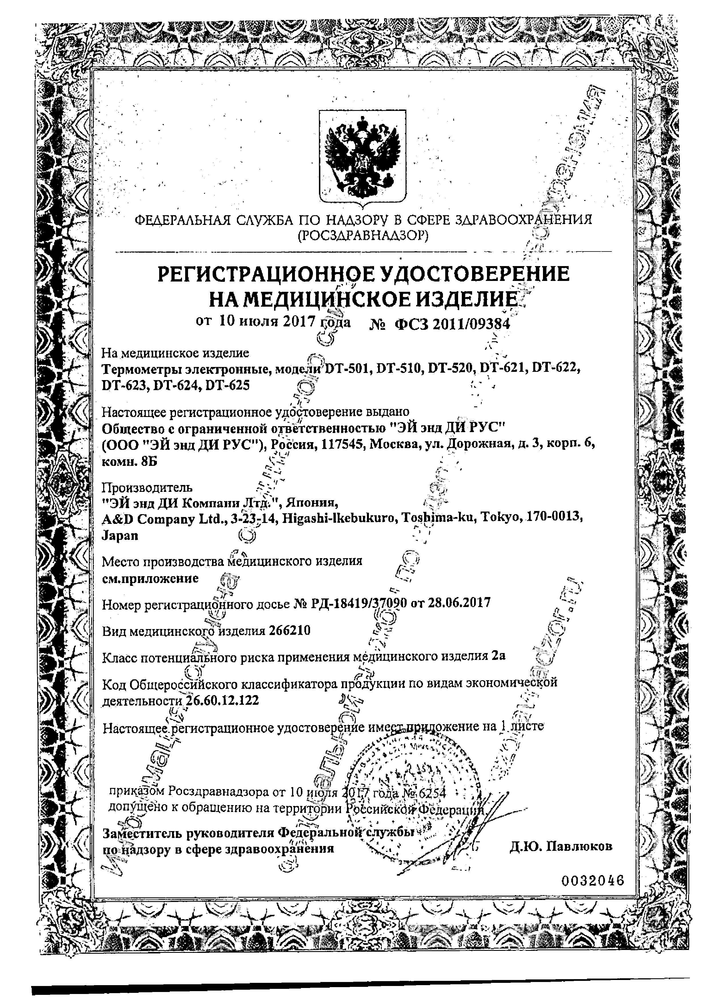 Сертификат на Электронные термометры