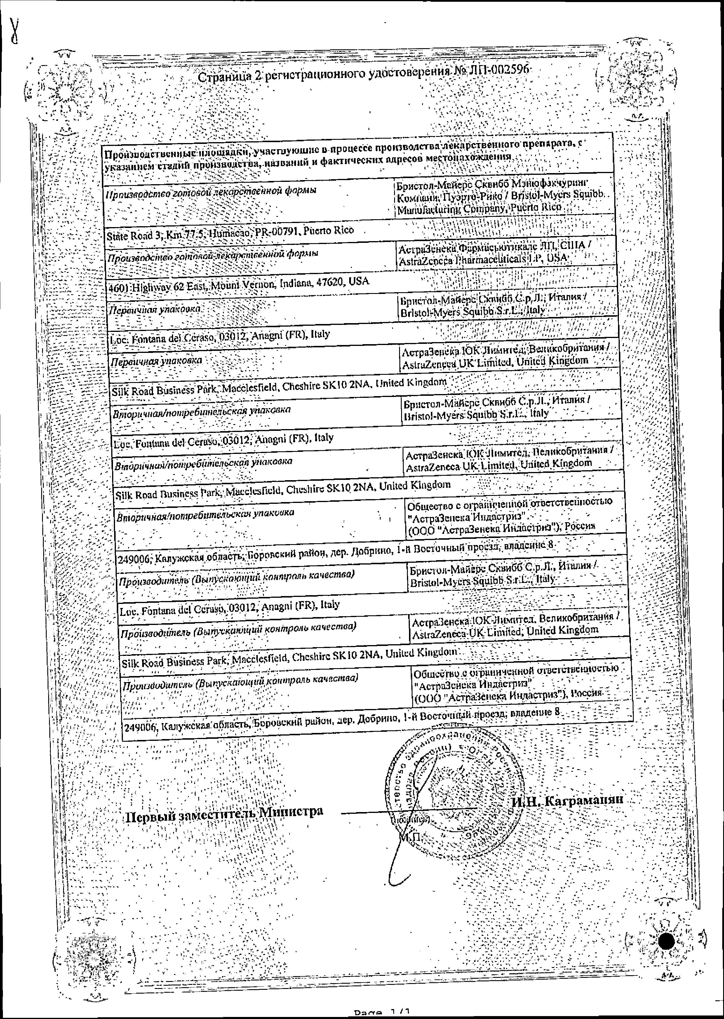 Сертификат Форсига таблетки, покрытые пленочной оболочкой 10 мг, 30 шт.