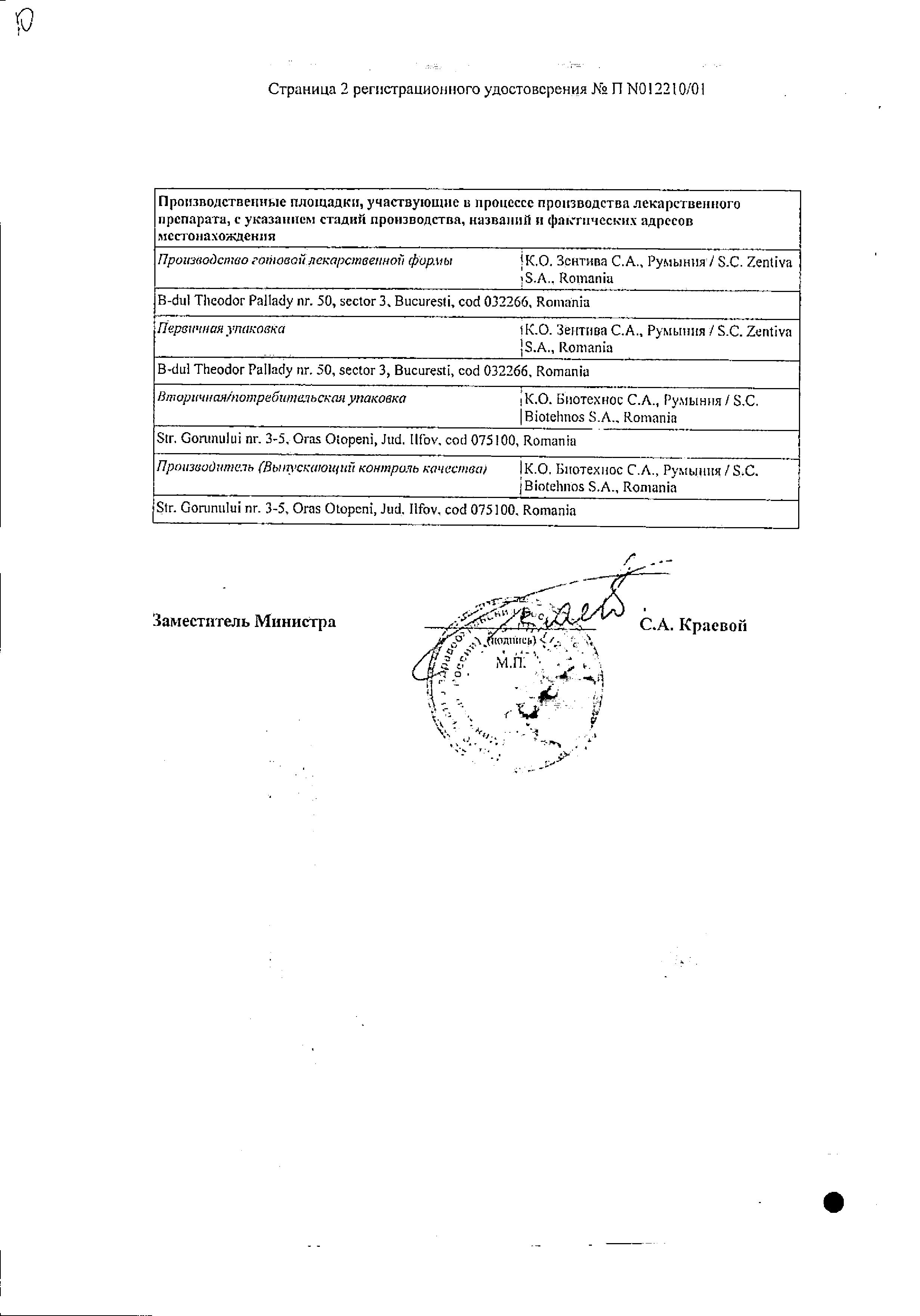 Сертификат на Алфлутоп, раствор 0.1 мл/мл, ампулы 2 мл, 5 шт.