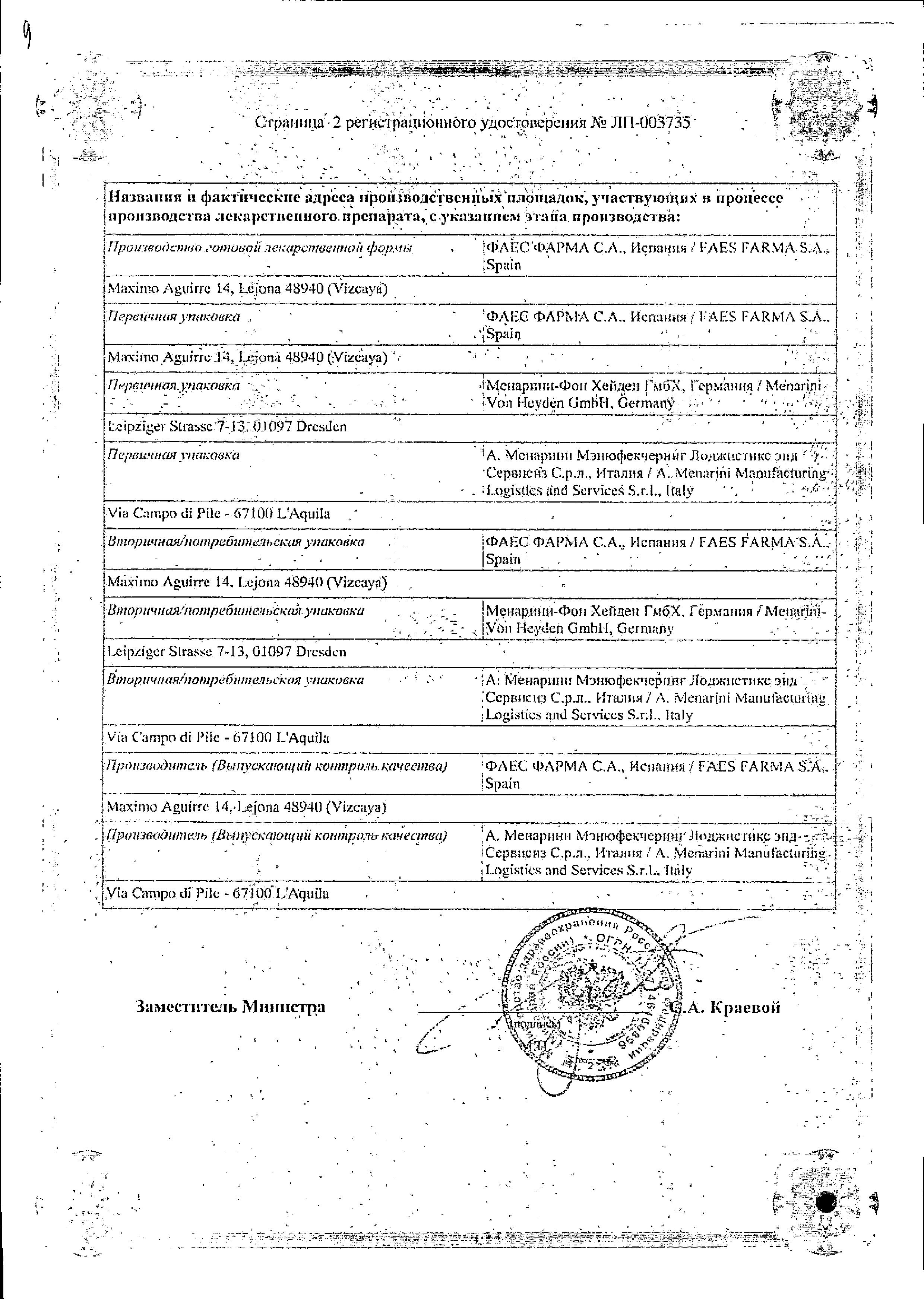 Сертификат на Никсар, таблетки 20 мг, 30 шт.