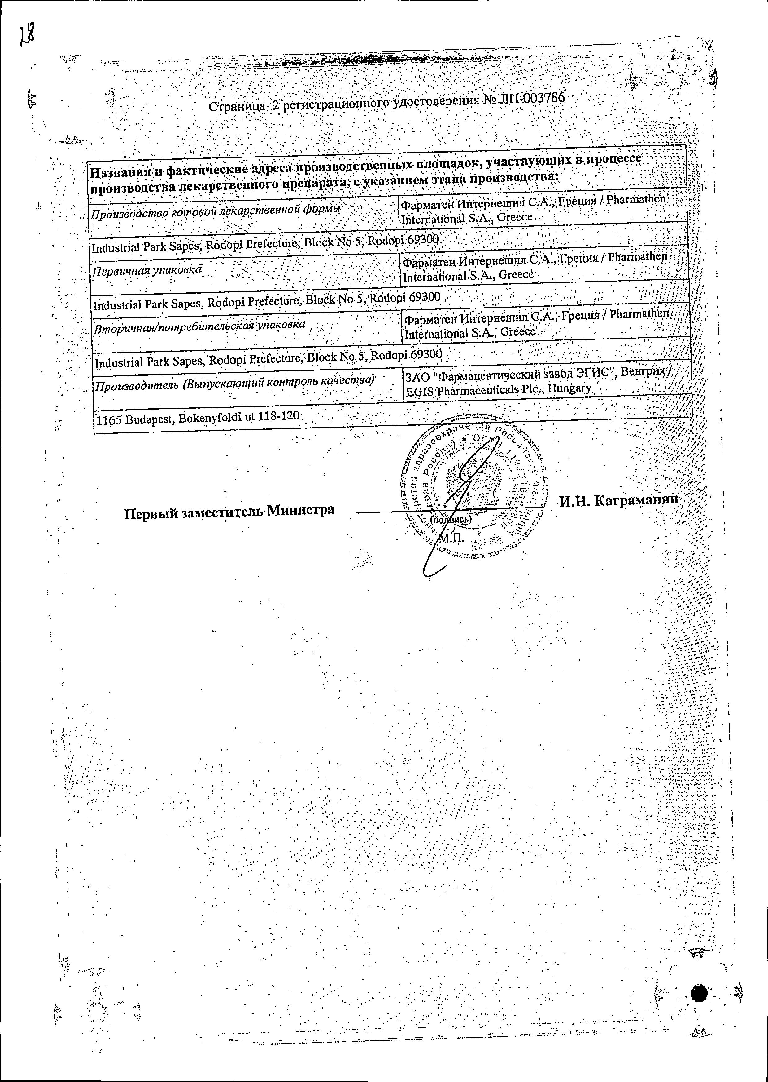 Сертификат на Синдранол, таблетки пролонг. покрытые пленочной оболочкой 8 мг, 28 шт.