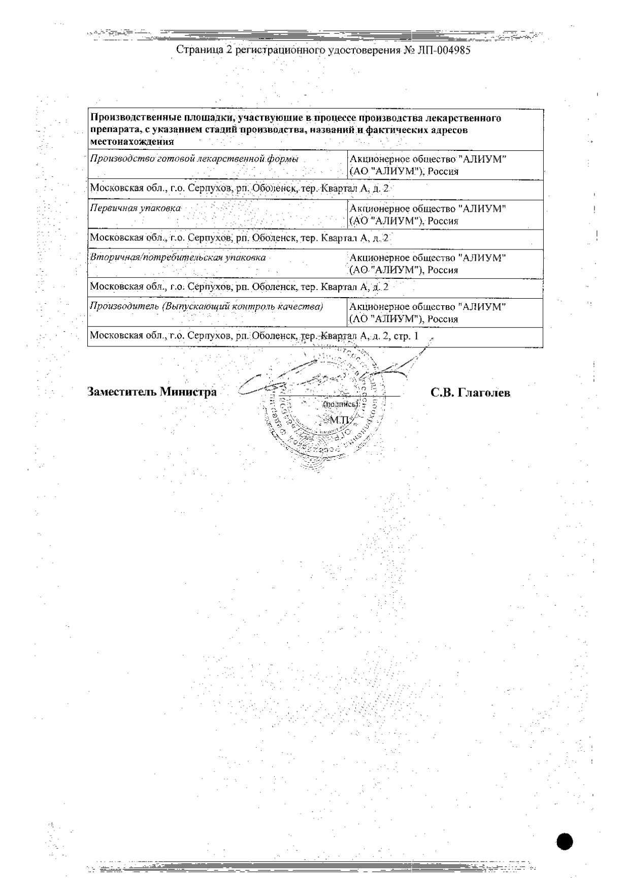 Сертификат на Ницерголин таблетки, покрытые пленочной оболочкой 5 мг, 30 шт.