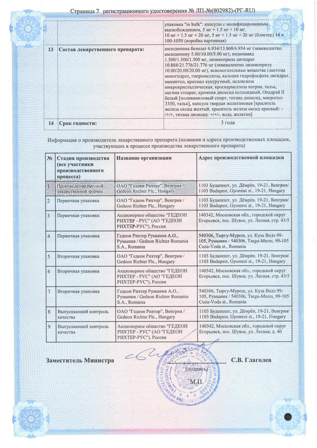 Сертификат на Эквапресс, капсулы с модифицированным высвобождением 5 мг+1,5 мг+10 мг, 28 шт.