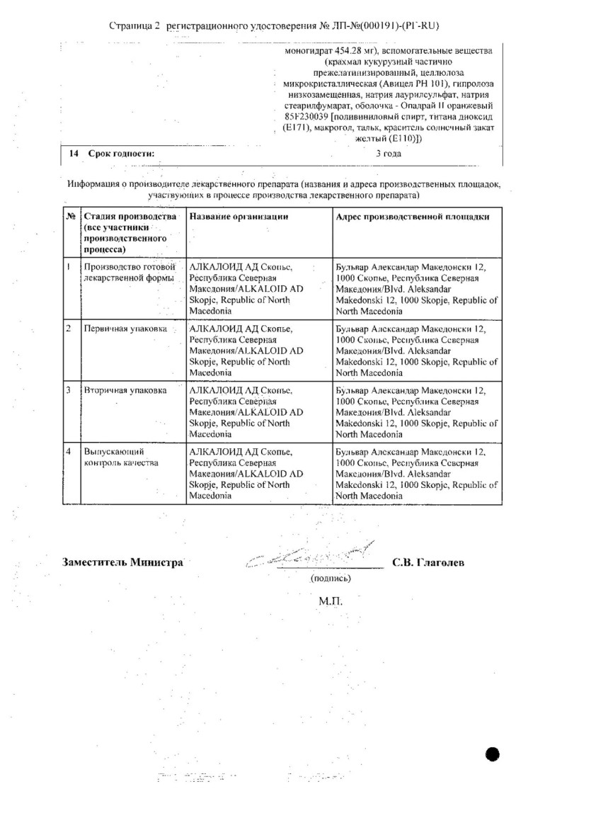 Сертификат на Кимокс, таблетки покрытые пленочной оболочкой 400 мг, 7 шт.