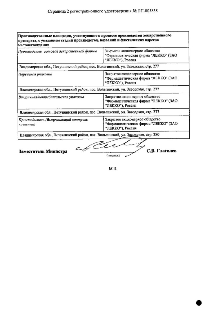 Сертификат на Цефиксим Экспресс, таблетки диспергируемые 400 мг, 14 шт.