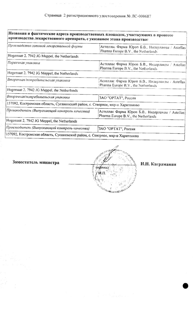 Сертификат на Везикар, таблетки в пленочной оболочке 10 мг, 30 шт.