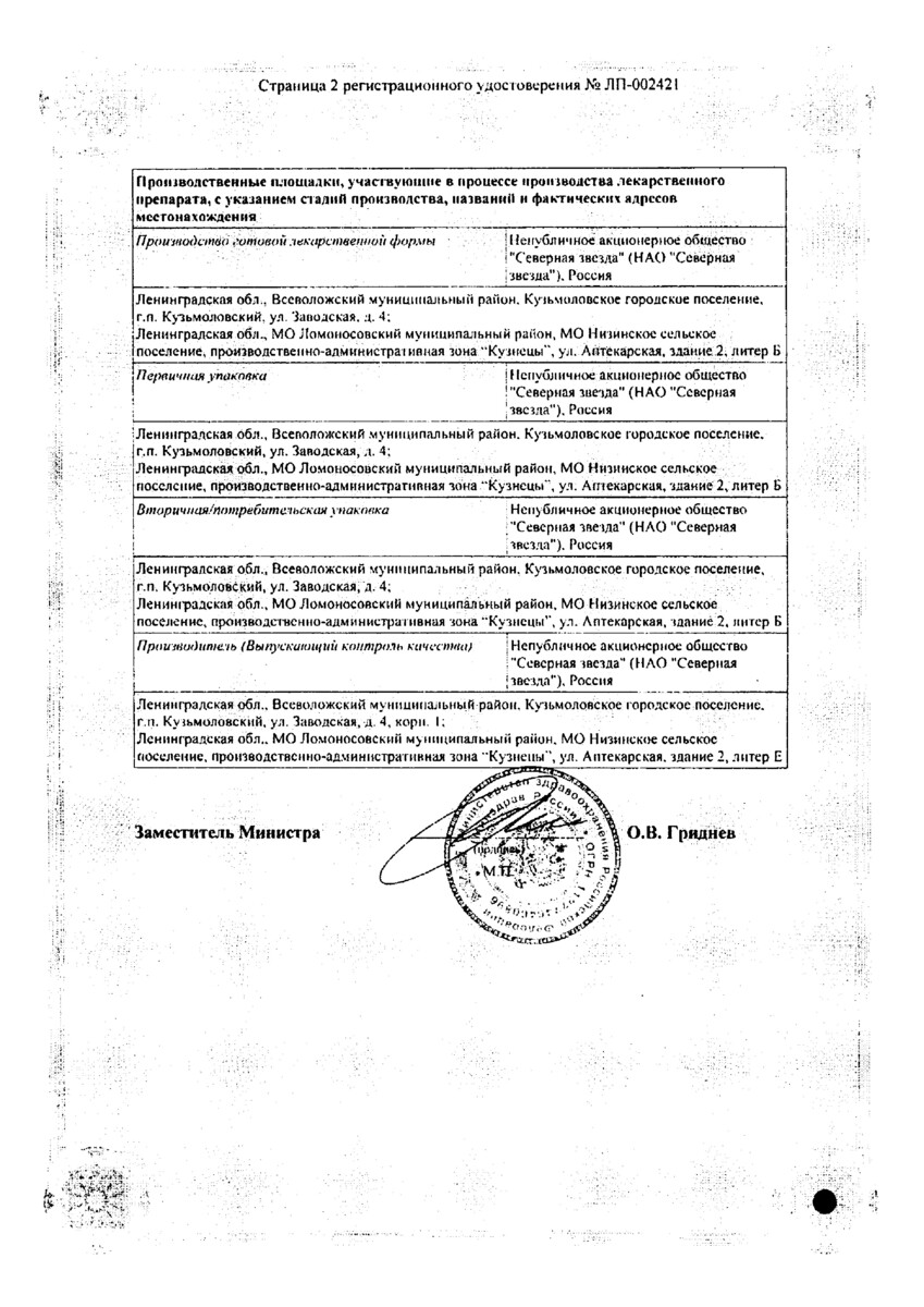 Сертификат на Небиволол-СЗ, таблетки 5 мг, 56 шт.