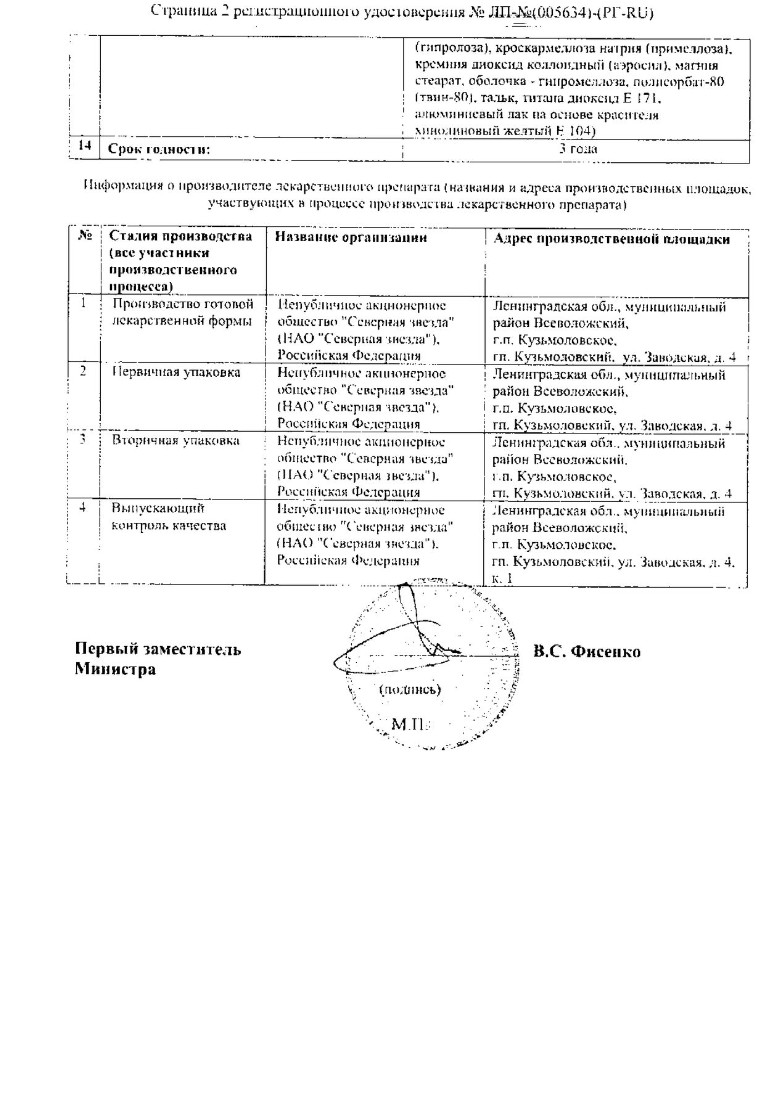 Сертификат на Фебуксостат-СЗ таблетки, покрытые пленочной оболочкой 80 мг, 30 шт.