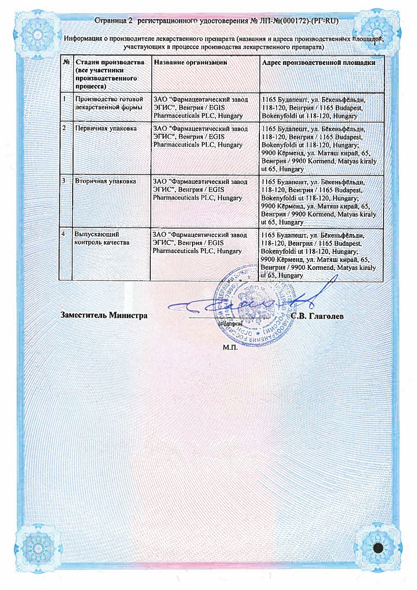 Сертификат на Грандаксин, таблетки 50 мг, 90 шт.