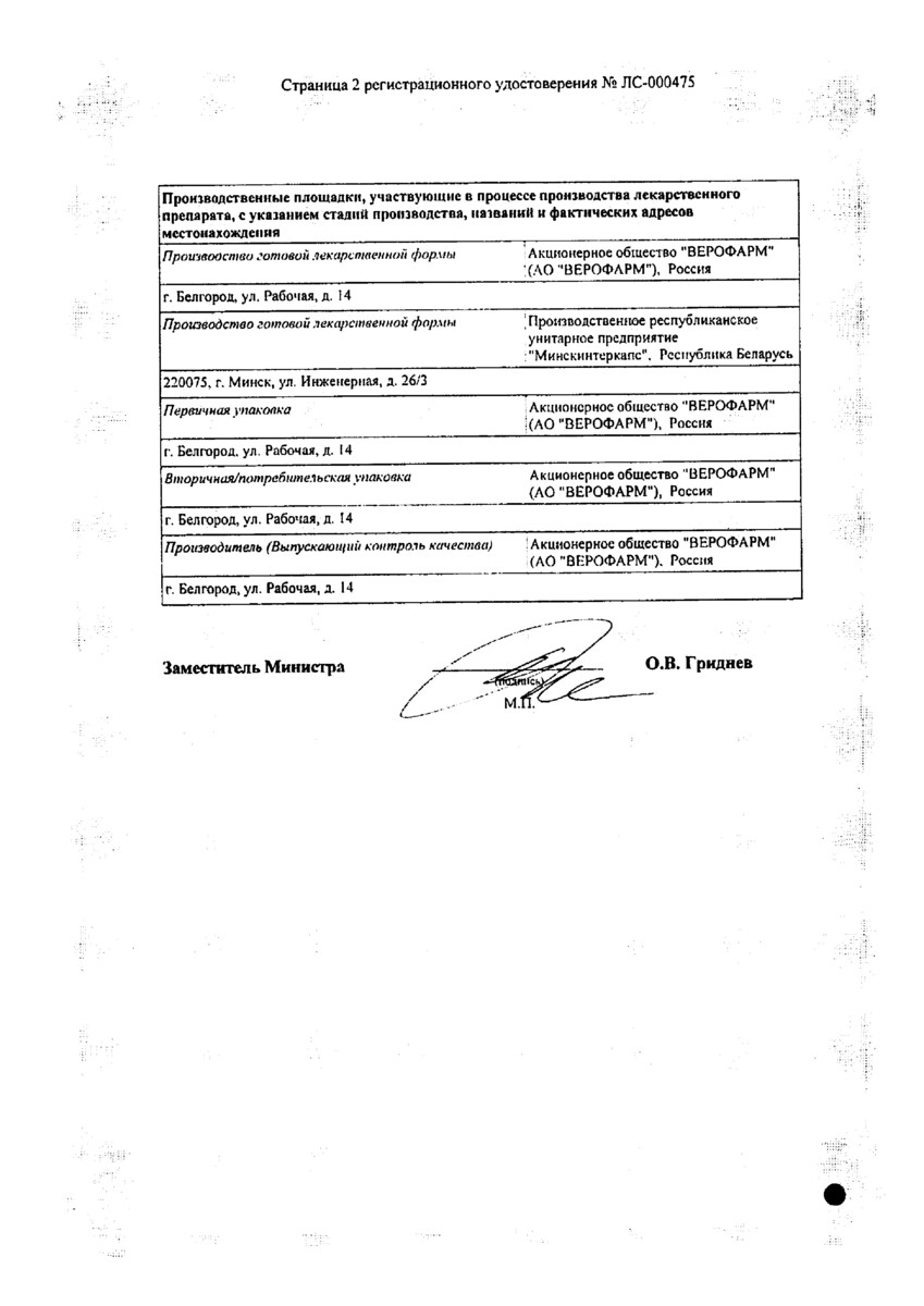 Сертификат на Церепро, капсулы 400 мг, 28 шт.