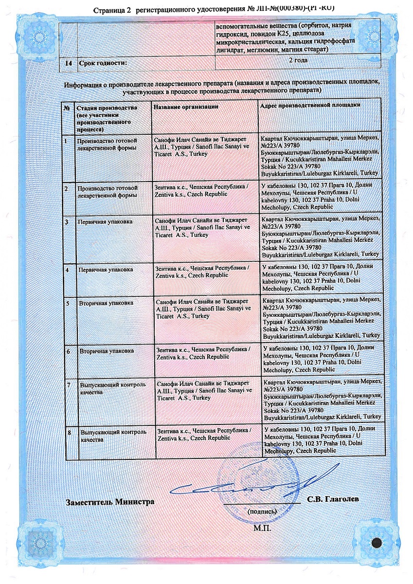 Сертификат на Телзап АМ, таблетки 10 мг+80 мг, 56 шт.