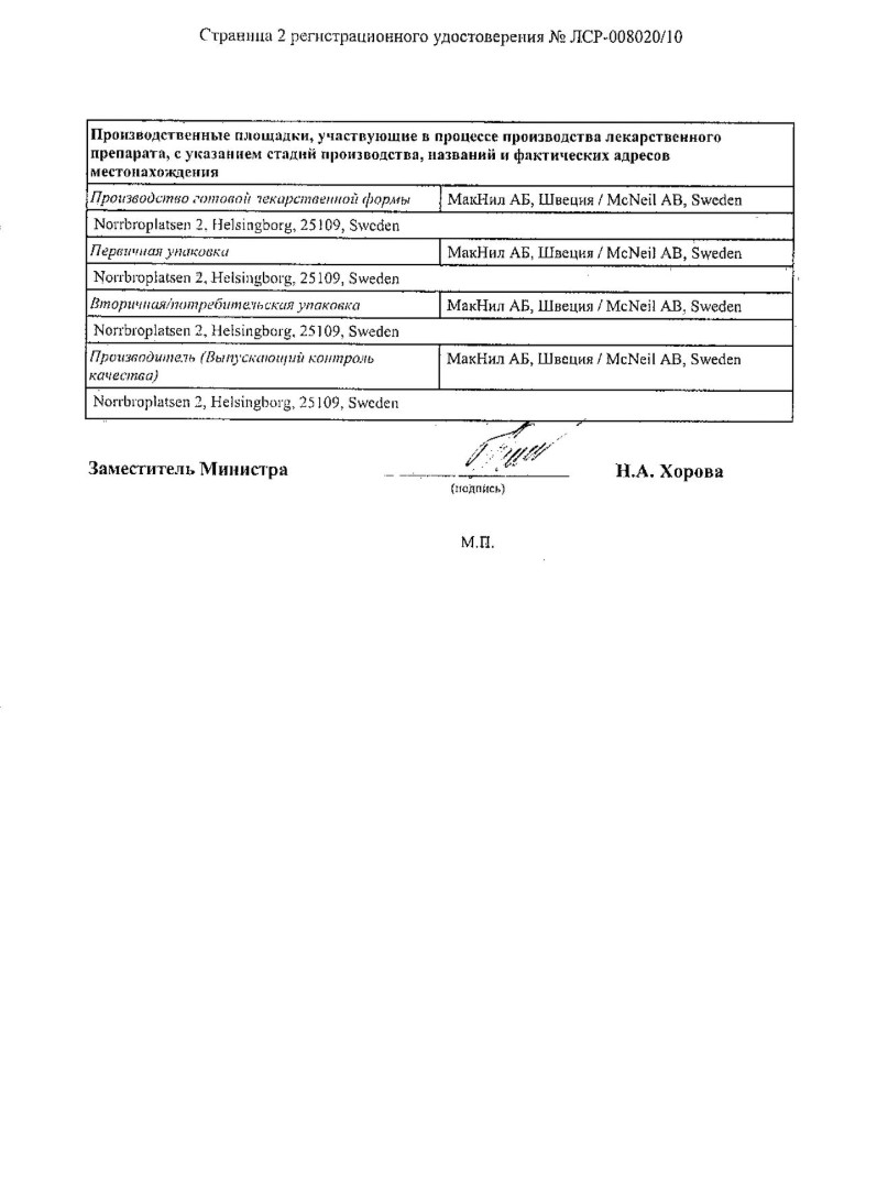 Сертификат на Никоретте, резинка жевательная 2 мг (морозная мята), 30 шт.