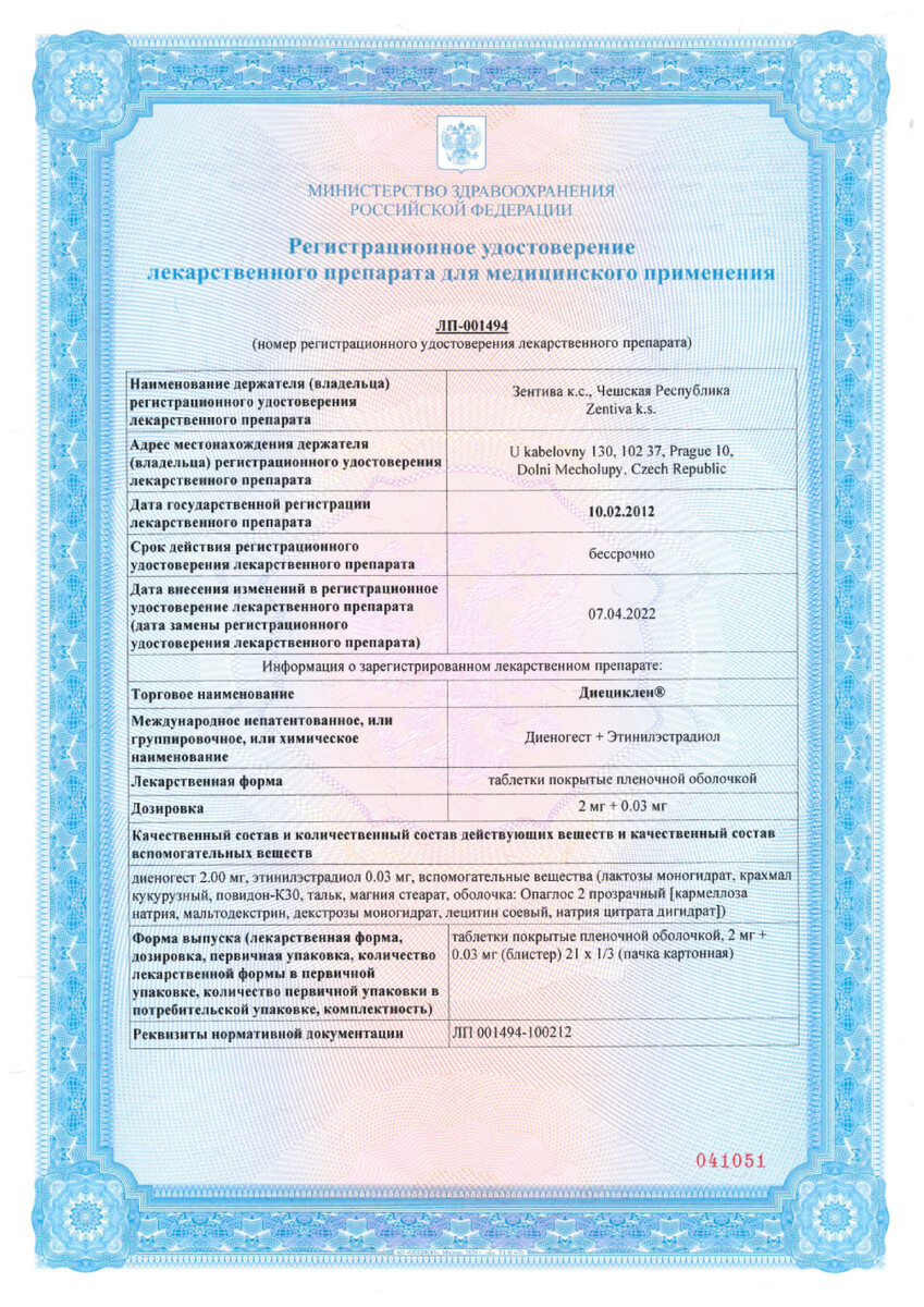 Сертификат на Противозачаточные средства