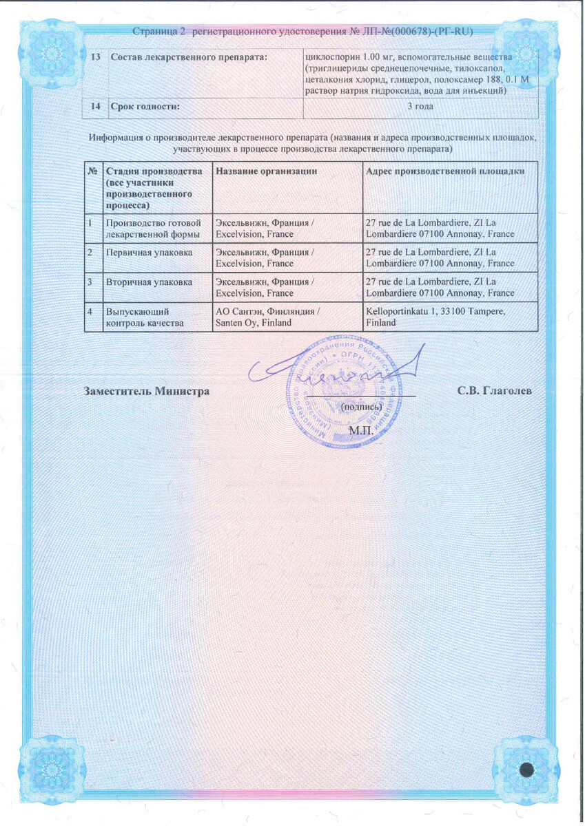 Сертификат на Икервис, капли глазные 1 мг/мл, тюбик 0.3 мл, 30 шт.