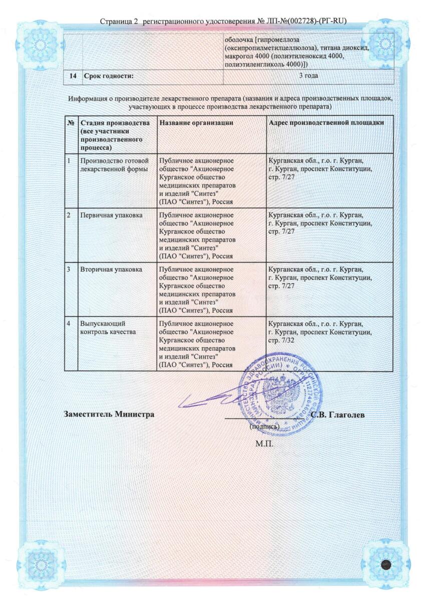 Сертификат на Ибупрофен-АКОС, таблетки покрыт. плен. об. 400 мг, 50 шт.