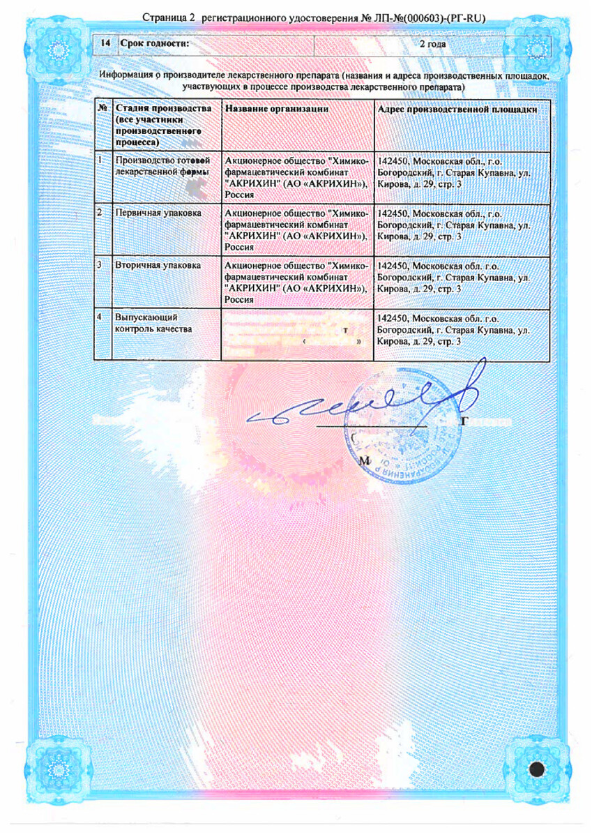 Сертификат на Акримиколь, крем для наружного применения 2 % 15 г, 1 шт.