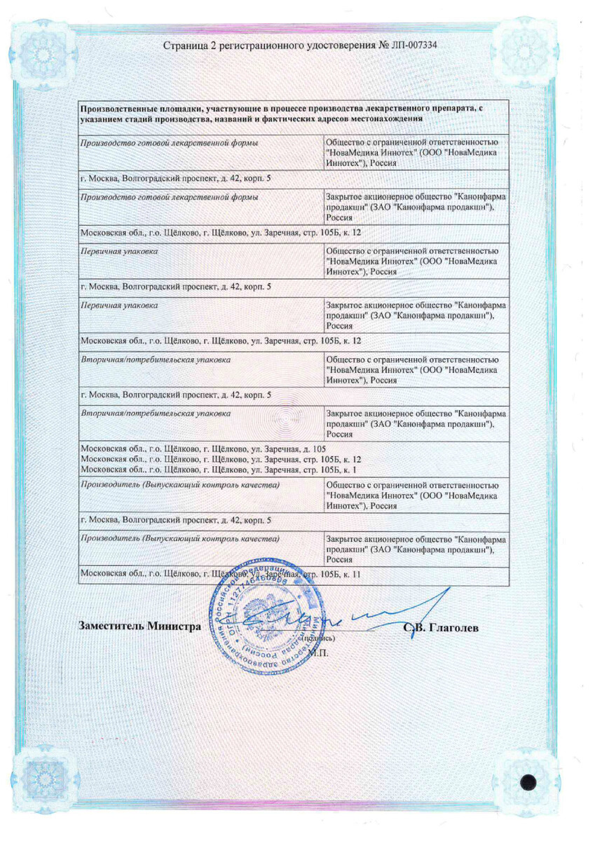 Сертификат на Альфакальцидол Канон, капсулы 0,25 мкг, 30 шт.