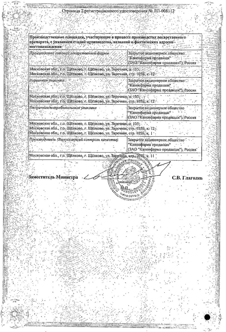 Сертификат на Тримебутин Канон, таблетки 100 мг, 10 шт.