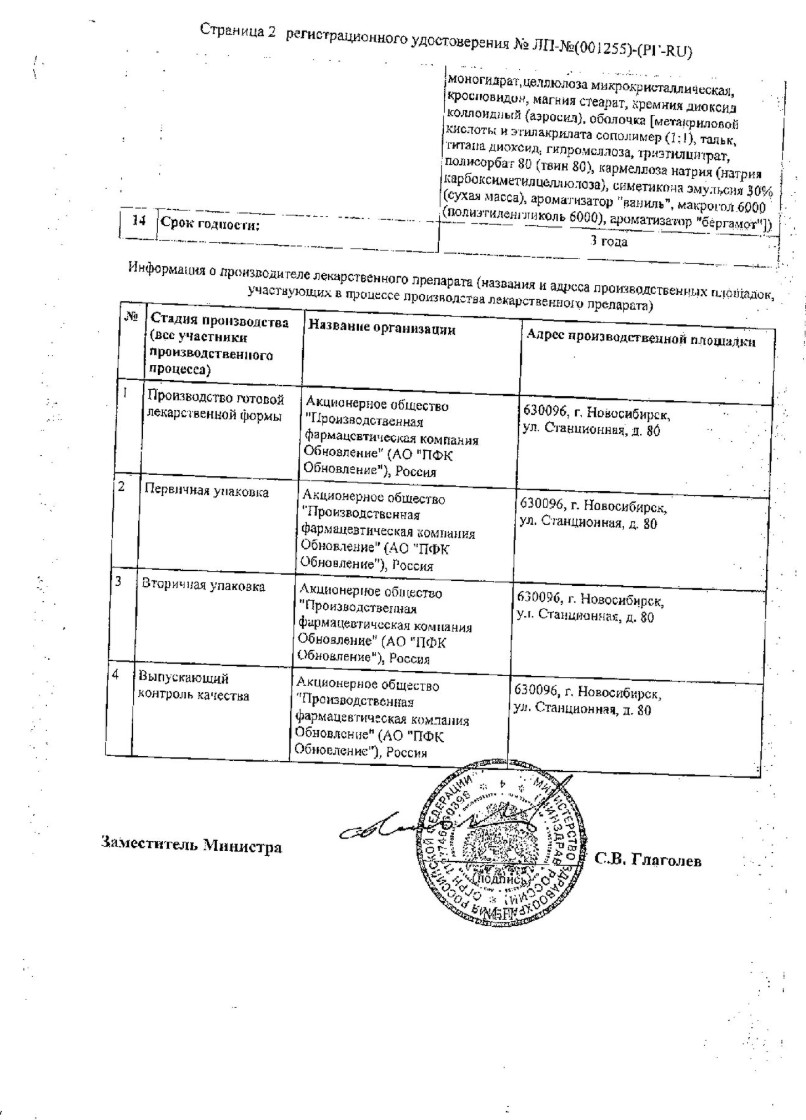 Сертификат на Пирацетам таблетки, покрытые пленочной оболочкой 800 мг, 30 шт.