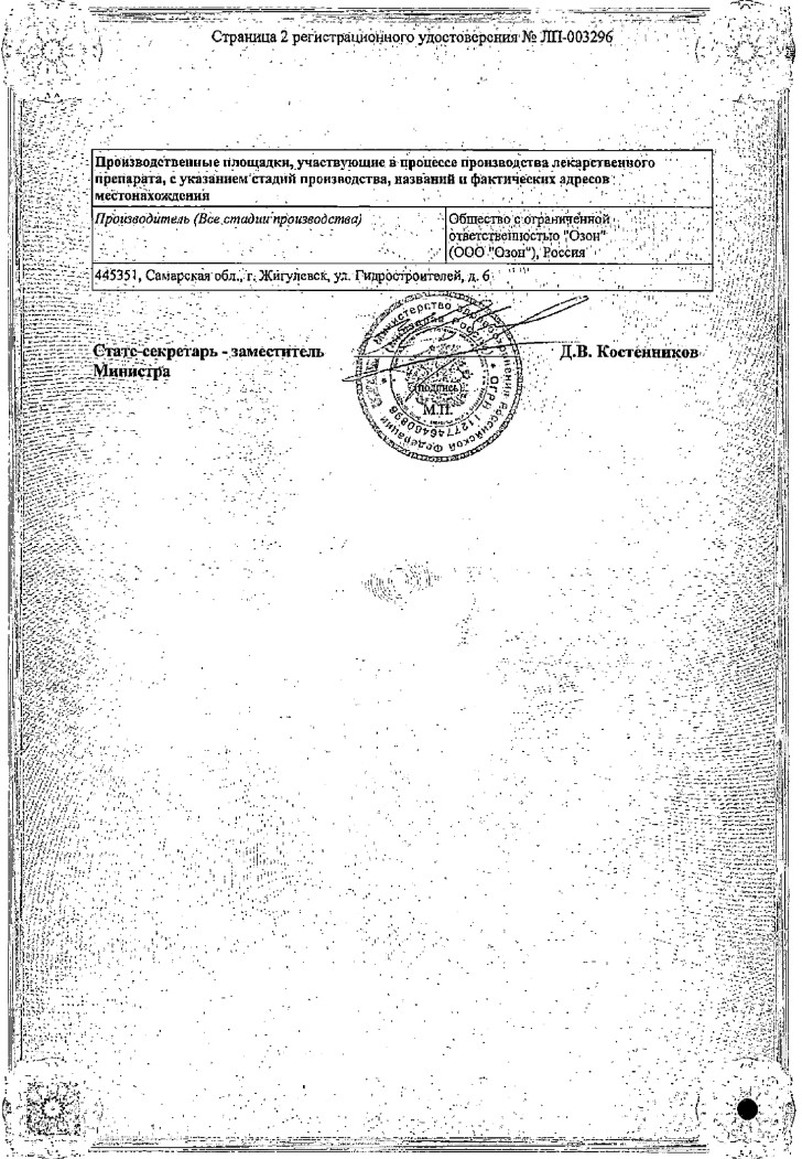 Сертификат на Силденафил, таблетки покрытые пленочной оболочкой 100 мг, 10 шт.