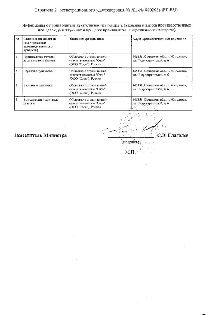 Сертификат на Хлорпротиксен таблетки, покрытые пленочной оболочкой 50 мг, 30 шт. (Озон)