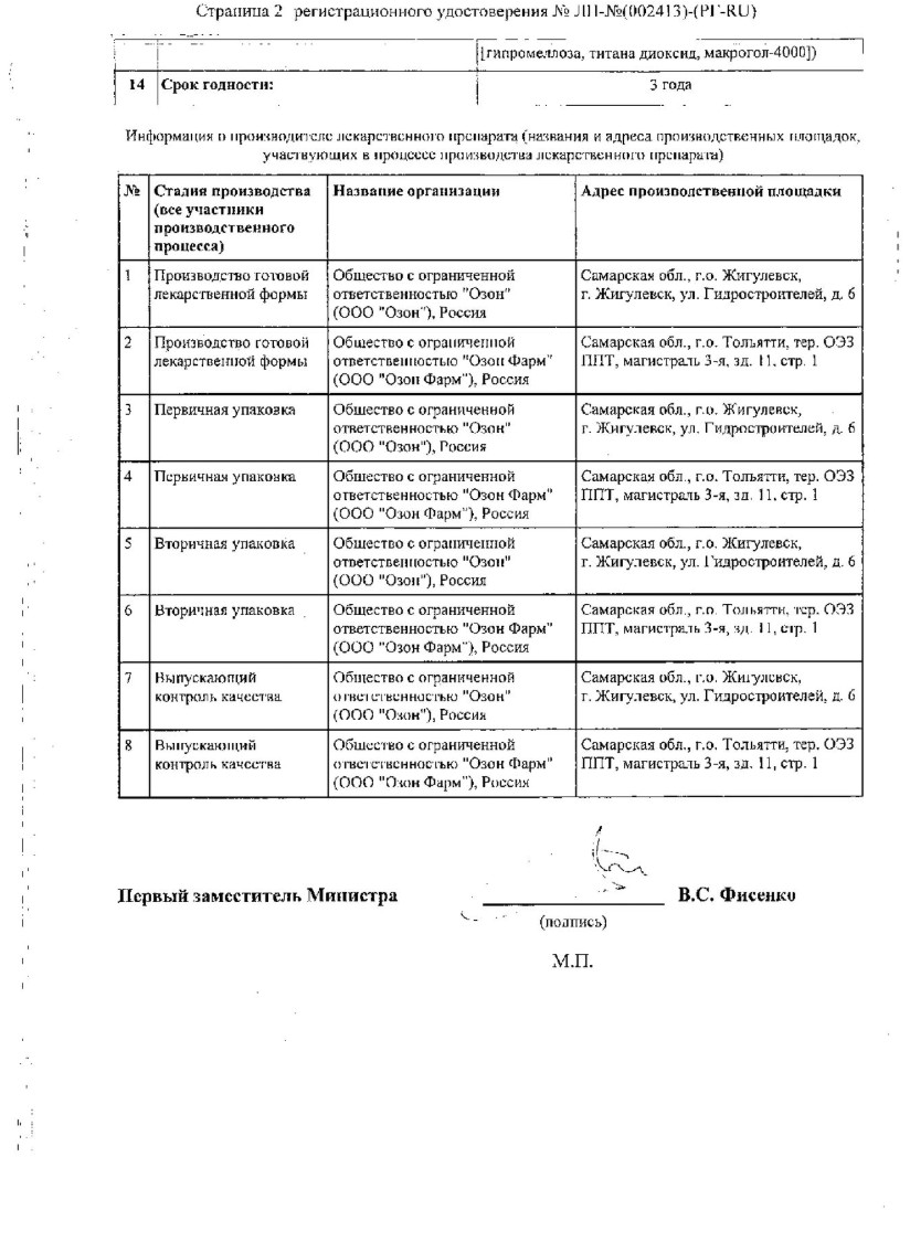 Сертификат на Бисопролол, таблетки 5 мг, 60 шт.