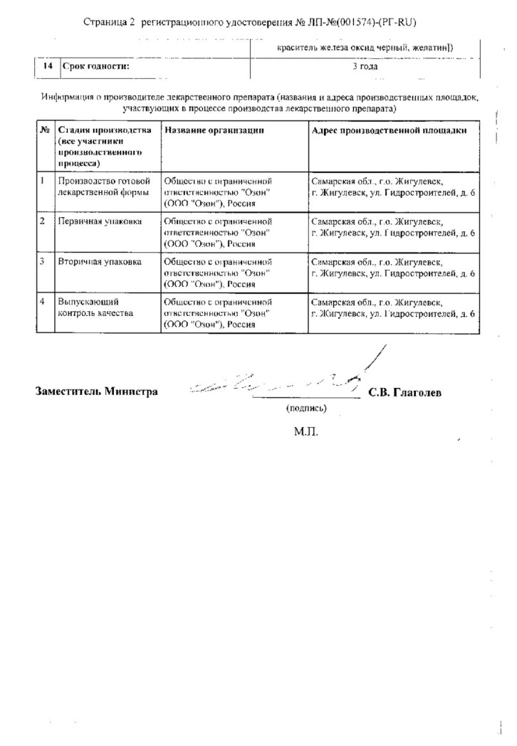 Сертификат на Урсодезоксихолевая кислота, капсулы 250 мг, 50 шт.