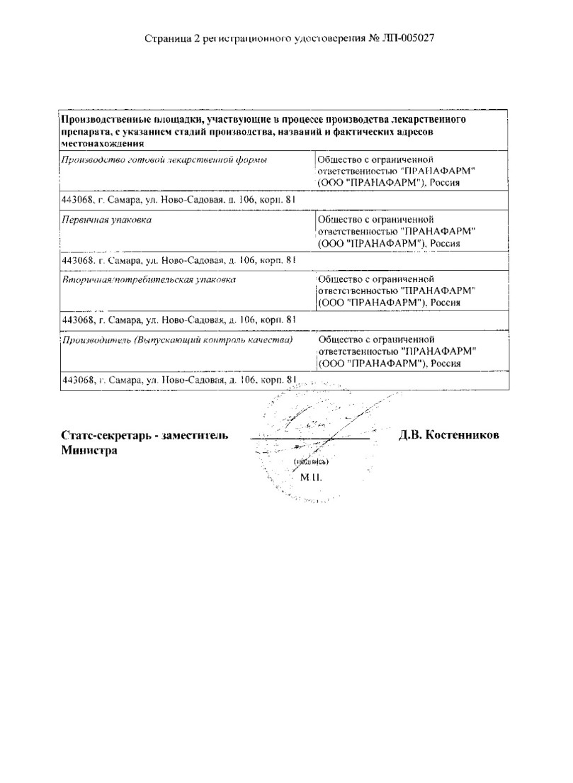 Сертификат на Циталопрам таблетки, покрытые пленочной оболочкой 20 мг, 30 шт. (Пранафарм)