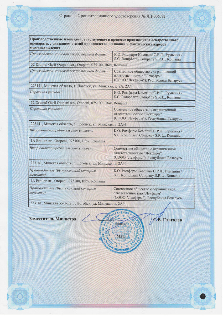 Сертификат на Лорнолиоф, лиофилизат, флаконы 8 мг, 5 шт.