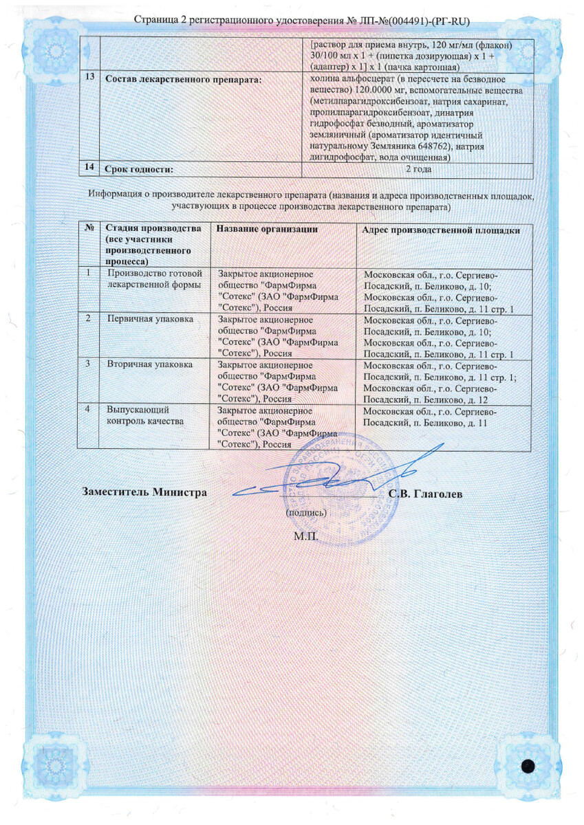 Сертификат на Церетон, раствор для приема внутрь 120 мг/мл, 30 мл+пипетка и адаптер, 1 шт.