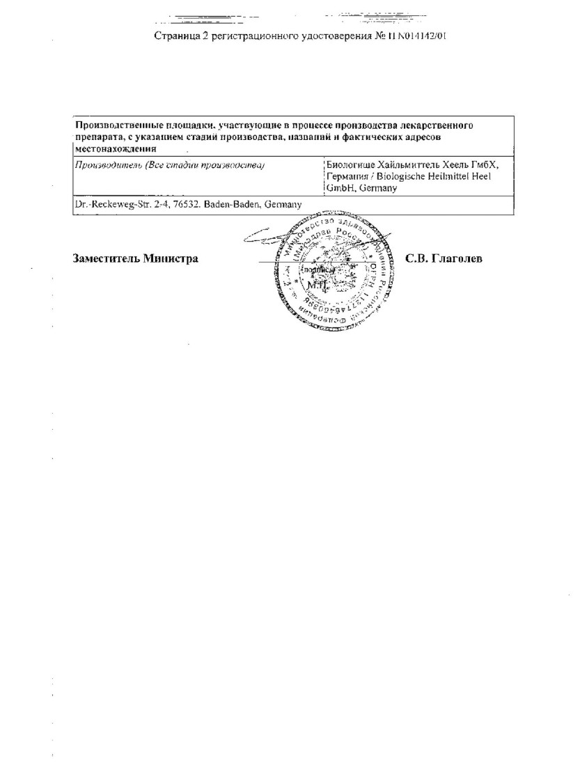 Сертификат на Псоринохель Н, раствор для в/м введения, ампулы 1,1 мл, 5 шт.