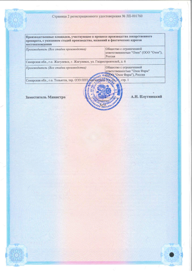 Сертификат на Метопролол, таблетки 100 мг (Озон), 30 шт.