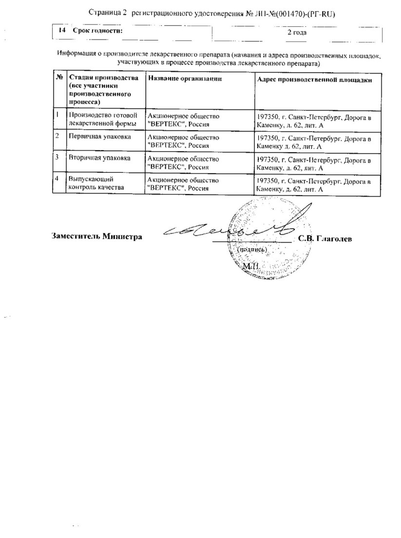 Сертификат на Декспантенол-Вертекс, мазь 5%, 50 г