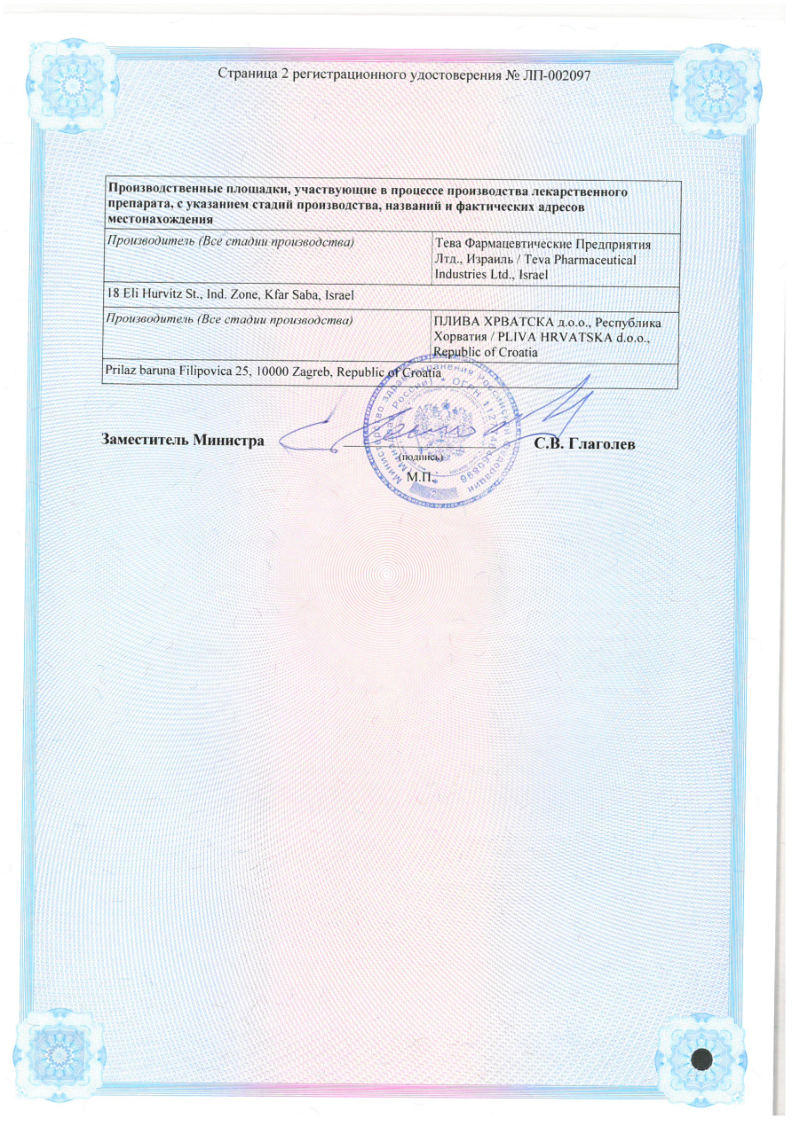 Сертификат на Ордисс Н, таблетки 12,5 мг +16 мг, 30 шт.