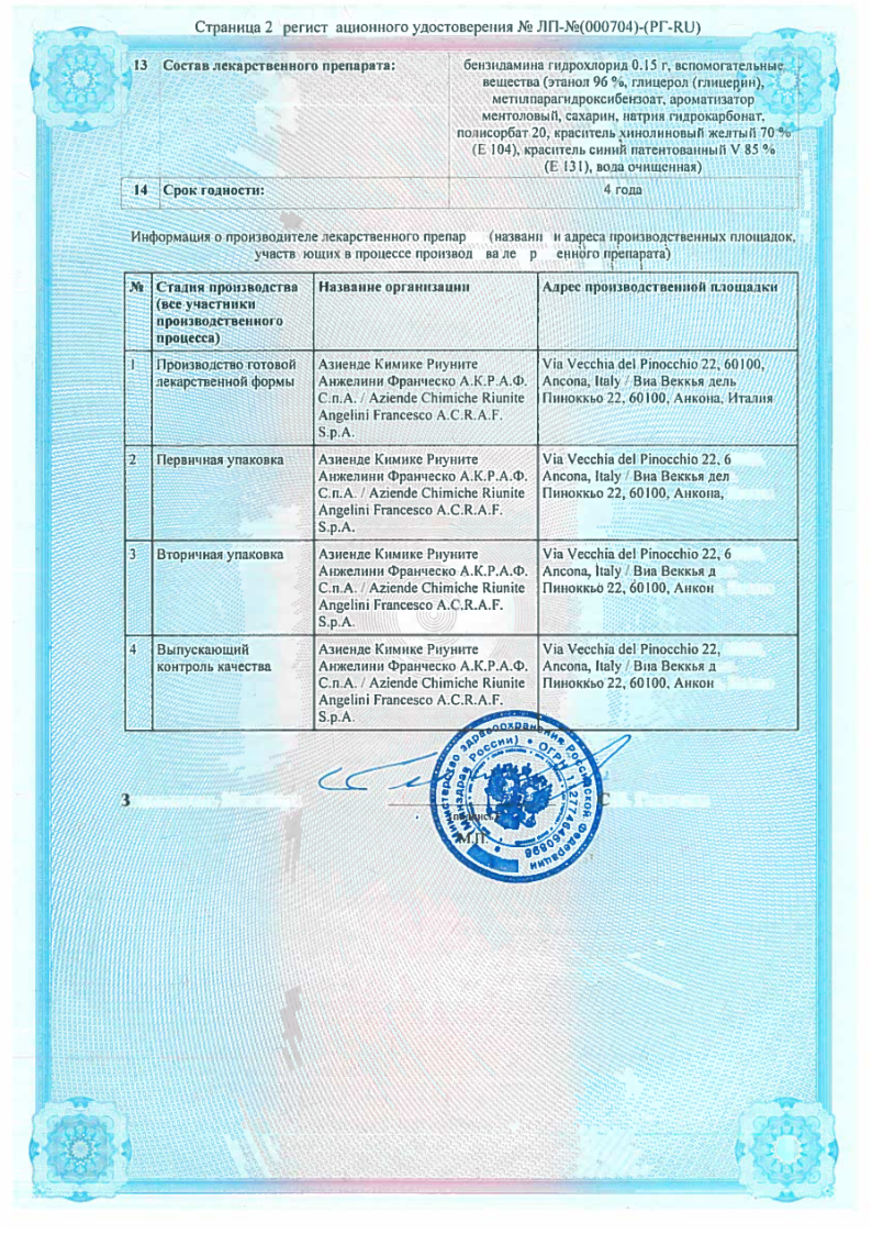 Сертификат на Тантум Верде, раствор 0.15%, 500 мл