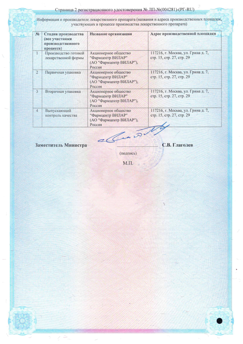 Сертификат на Аллафорте, таблетки с пролонгированным высвобождением 25 мг, 30 шт.