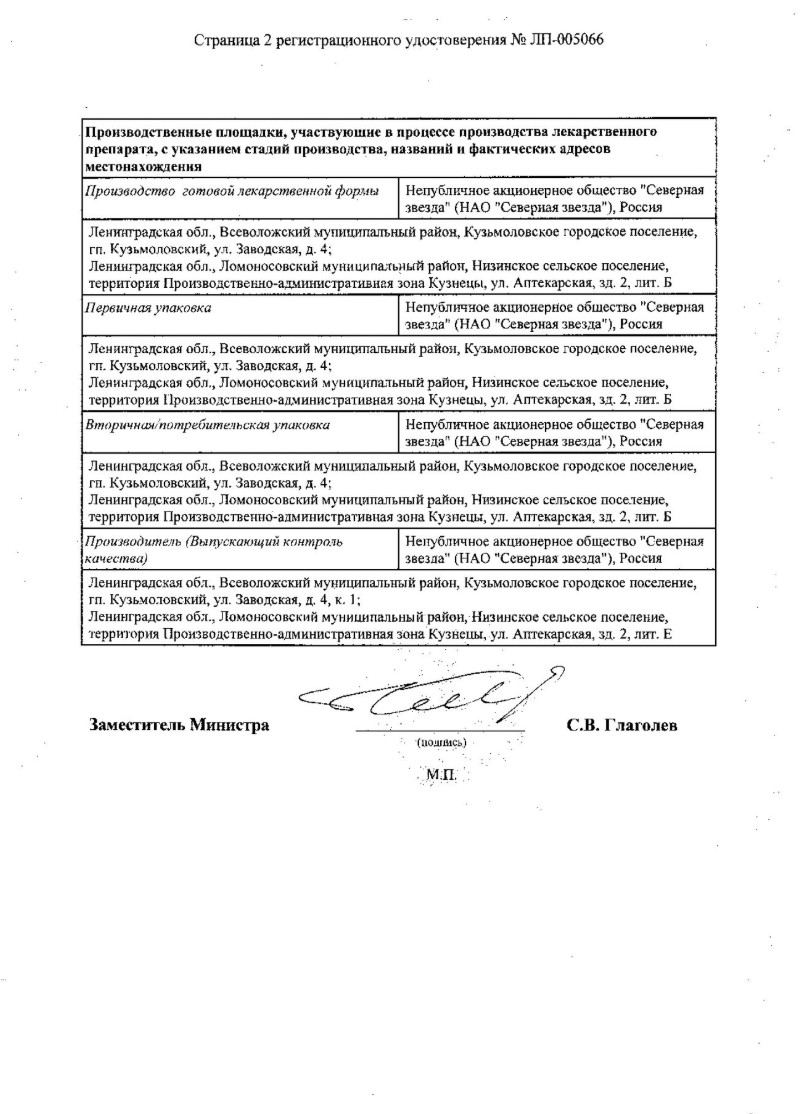 Сертификат на Амлодипин+Периндоприл-СЗ, таблетки 5 мг +4 мг, 30 шт.