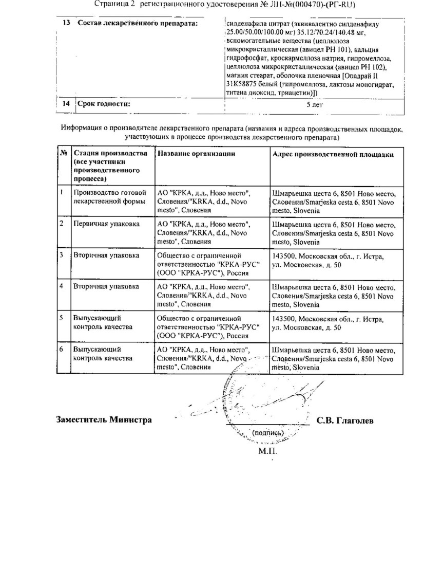 Сертификат на Визарсин, таблетки покрыт. плен. об. 50 мг, 4 шт.