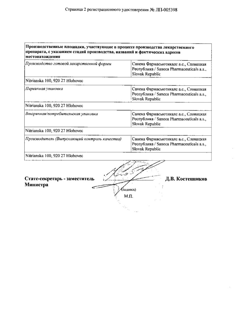 Сертификат на Соликса-Ксантис, таблетки в плёночной оболочке 5 мг, 30 шт.